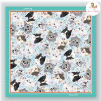 ราคา ผ้าพันคอ ผ้าคลุมไหล่ แมว Kiss me doll ทาสแมวห้ามพลาด ลาย Moju ขนาด 100x100 cm (21357842753)