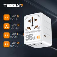 ราคา TESSAN Universal Travel Adapter 35W GaN Fast Charge หัวแปลงปลั๊กไฟ มาพร้อม ช่อง USB C และ USB A ปลั๊กจีน ปลั๊กญี่ปุ่น ท่องเที่ยวฮ่องกง (22334953262)