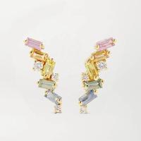 ราคา ต่างหูเงินแท้ ชุบทอง 18K Zircon 5A สไตล์เก๋มาก (21345248898)