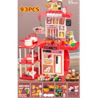 ราคา TECMALLชุดครัวใหญ่ 93 ชิ้น ชุดครัวใหญ่ ของเล่นเด็กครัว ชุดครัวของเล่น ของเล่นผักและผลไม้ มีเสียง มีไฟ เตาเเก๊ซมีควัน 95cm ชุดครัวใหญ่ ของเล่นเด็กครัว ชุดครัวของเล่น ของเล่นจำลองการทำอาหารในครัว (22305