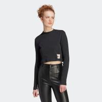 ราคา adidas ไลฟ์สไตล์ เสื้อครอปแขนยาวแต่งผ้าริบ Lounge ผู้หญิง สีดำ IJ8469 (22434663795)