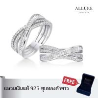 ราคา แหวนเงินแท้925 ชุบเคลือบทองคำขาว ประดับเพชร CZ Swiss Diamond ROXY Allure jewelry (17063144488)