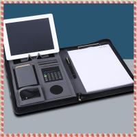 ราคา Portable Business Padfolio Portfolio Case Handle PU Leather Portfolio Folder for School Office Conference Notepad (22153672639)