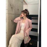 ราคา ชุดสูทผ้าซาตินสีชมพูทรงหลวมใส่ทำงานสุดหล่อสำหรับผู้หญิงเสื้อสูทผ้าเงาระดับสูงแมทช์ลุคง่ายเสื้อคลุม (20417453694)
