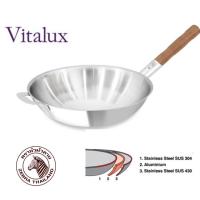 ราคา กระทะจีน Vitalux 3 ชั้น ด้ามไม้สัก ตราหัวม้าลาย Zebra (22168605867)