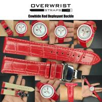 ราคา สายนาฬิกา สายหนังวัวแท้ สายหนังวัวปั๊มลายจระเข้ overwrist cowhide deployant buckle leather strap (14235491450)
