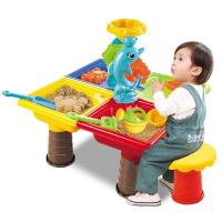 ราคา Toykidsshop โต๊ะเล่นทราย ชุดโต๊ะเล่นทรายชุดใหญ่พร้อมอุปกรณ์ เก้าอี้ No 9829 (17368336173)