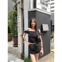 ราคา Fortunee เสื้อปาดไหล่สีดำสไตล์เกาหลี เซ็กซี่ น่ารัก ลายสก๊อตเปิดไหล่ ดูผอม เสื้อครอป (21547985750)