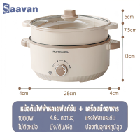 ราคา Xiaomai กระทะไฟฟ้า 28cm หม้อสุกี้ชาบู กะทะไฟฟ้า หม้ออเนกประสงค์ 4 6L 1000W กะทะไฟฟ้าเอนก หม้อนึ่ง นึ่ง ต้ม ผัด หม้อไฟ (22027244949)
