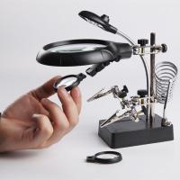 ราคา ส่งจากกรุงเทพ อุปกรณ์ยึดจับช่วยบัดกรีพร้อมแว่นขยาย Soldering Grip Stand with Magnifier แว่นขยายขาตั้งโต๊ะ แว่นขยายมีที่คีบจับ (16046781359)
