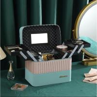 ราคา กระเป๋าเครื่องสำอางค์ PU กระเป๋าแต่งหน้าพกพา กันร้ำ กระเป๋าเครื่องสำอาง 2ชั้น กระเป๋าช่างแต่งหน้า ช่างสัก 4ถาด 6ถาด (15509792141)