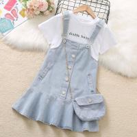 ราคา Wanders เสื้อยืดแขนสั้นเด็กหญิง ชุดเช็ตเด็กผญ สายเอี๊ยมผ้ายีนส์ สาวชุดกระโปรงเดนิมฤดูร้อนชุดเด็กสาวน้อยแขนสั้นกระโปรงสองชิ้น กระโปรงยีนส์เด็กผญ (21497434216)