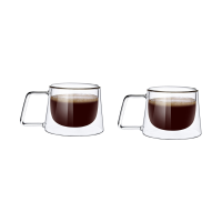 ราคา Set of 2 Double Walled Coffee Mug with Handle Dishwasher Safe Heat Resistant for Clear Mug for Hot Drinks (20721698157)
