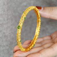 ราคา สร้อยข้อมือหยกธรรมชาติสีทองสไตล์จีน สร้อยข้อมือ Ruyi ศาลโบราณลายเมฆ (21302276046)