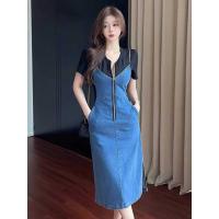 ราคา Plus size เดรสยีนส์ทูโทนแต่งโซ่อะไหล่ซิปหน้าของสาวอวบ เสื้อผ้าแฟชั่นผู้หญิงอ้วน สวยหรู รุ่น เดรสบุกกี้ J10 (21757826293)