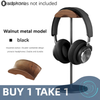 ราคา Black Walnut Wood Aluminum Alloy Headphone Stand Gaming Headset Holder With Solid Metal Base For Table Desk Display (22571564342)