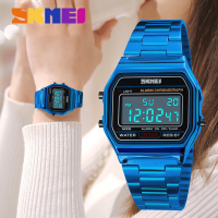 ราคา SKMEIใหม่ผู้หญิงนาฬิกาดิจิตอลนาฬิกาข้อมือกันน้ำBacklightสแตนเลสนาฬิกาสำหรับสุภาพสตรี1123 (2083000427)