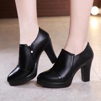 ราคา รองเท้าแพลตฟอร์มพื้นหนาส้นตึกใส่ทำงานรองเท้าชั้นเดียวส้นหนากันน้ำรองเท้าส้นสูงหนังแท้รองเท้าผู้หญิงไซส์ใหญ่ใส่ช่วงฤดูใบไม้ร่วงและฤดูหนาวสำหรับผู้หญิงรองเท้าทำงานปากลึก (11742808041)