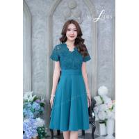 ราคา All Ladies เดรสเสื้อลูกไม้เงาปักกระดุม สำหรับคนชอบชุดใส่ง่าย แต่เรียบหรู ผ้าลูกไม้ปักเงาสวยมาก ๆ เดรสออกงาน (20651489936)