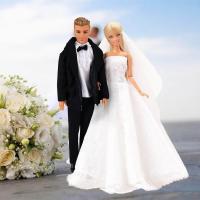 ราคา ชุดแต่งงาน BARWA ชุดแต่งงานสีขาวพร้อมผ้าคลุมหน้า และชุดทางการสำหรับตุ๊กตาชายและหญิง (19559304481)