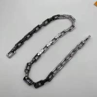 ราคา Louisˉฝึกหัดสร้อยคอสำหรับผู้หญิงและผู้ชายลดราคาของแท้2022ใหม่ Lvหลากสีสร้อยข้อมือผู้หญิงสร้อยคอคู่สีดำและสีขาวสร้อยข้อมือเหล็กไ (20085306598)