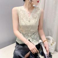 ราคา YIMEI 2024ใหม่เสื้อแขนกุดเสื้อกล้ามลูกไม้คอวีแบบจีนแฟชั่นสไตล์เข้ารูปพอดีและอเนกประสงค์ (21556803035)