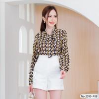 ราคา เสื้อทำงาน Maristar No 2090 เสื้อแขนยาวพิมพ์ลาย Printed Long Sleeve Blouse (19744641472)