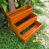 ราคา ชั้นวางขวดน้ำปลาไม้สัก ชั้นวางขวดเครื่องปรุง ชั้นวางของ 33 41 34 ซม สีย้อมไม้สัก (19851994581)