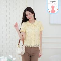 ราคา 03 323 เสื้อผ้างานถักลูกไม้ลายดอกโทนสีเหลือง Moon Light Lace Blouse 6 ไซส์ Morningkiss Shop (22767602944)