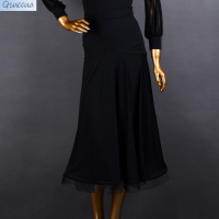 ราคา เดรสยาวชุดเต้นปลายก้นกระโปรงเต้นรำทันสมัยสำหรับผู้หญิงพิมพ์ลายเสือดาวลายจุดสีขาวสีดำชุดเต้นรำละติน (19932403158)