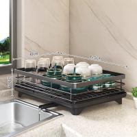ราคา JJT ชั้นวางท่อระบายน้ำสำหรับชั้นวางของในห้องครัวชั้นวางจานชั้นคว่ำจานสำหรับเก็บจานสแตนเลสที่วางแก้วชั้นวางของในห้องครัวอ่างล้างจานด้านบน (21422558619)