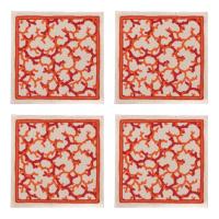 ราคา Set of 4 Coral Linen Coasters Red (22624325233)