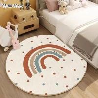 ราคา JJT จัดส่งฟรี ผ้าห่มใส่การ์ดระบายอากาศสำหรับห้องเด็กพรมเช็ดเท้าพรมขนแพะเทียมทรงกลมใช้ในบ้านห้องนอนศึกษาข้างเคียง (21197664599)
