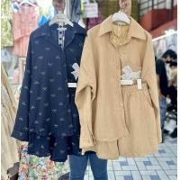 ราคา ชุดเซ็ทสาวอวบพลัสไซส์ งานผ้ารีดเพชรปักกระเป๋าโบว์ สวยมาก งานป้ายPream (22715279756)