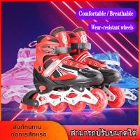 ราคา In line Skate รองเท้าสเก็ต สำหรับเด็กหญิงและชาย โรลเลอร์สเกต อินไลน์สเก็ต โรลเลอร์เบลด Roller Skate Red (8432152683)