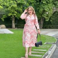 ราคา Plus size เดรสเชิ้ตกระดุมหน้าแขนยาวทรงสวยเชือกผูกเอวผ้านิ่มของสาวอวบสวย ไฮโซ รุ่นเดรสไฮริช S4 (22770444755)