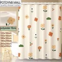 ราคา POTDYNB ม่านอาบน้ำโพลีเอสเตอร์ม่านกันน้ำลายดอกไม้น่ารักพิมพ์หนาโพลีเอสเตอร์แม่พิมพ์ผ้าม่านอาบน้ำพร้อมตะขอ (21966859082)