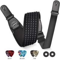 ราคา LEKATO Guitar Strap Leather Electric Guitar Strap Bass Belt 3 5Wide 6 Picks 3D Sponge Filling Adjustable Shoulder Strap (17173828304)