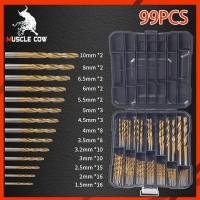 ราคา Muscle Cow ชุดดอกสว่านเคลือบไทเทเนียมอย่างดี 99 ชิ้น ขนาด 1 5 10 MM เจาะเหล็ก สแตนเลส ไม้ พร้อมกล่องเหล็กอย่างดี (22734198911)