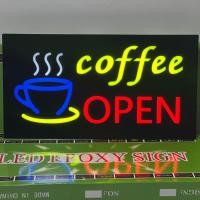 ราคา ป้ายไฟ LED coffee OPEN ป้ายไฟสำเร็จรูป มี3โหมดทำงาน ไฟนิ่ง ไฟกระพริบช้า ไฟกระพริบเร็ว กระพริบได้ ขนาด 44X23 5CM (8012840513)