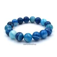 ราคา AGATE หินอาเกต โมรา สีฟ้า เลือกขนาดเม็ดหินได้ สร้อยข้อมือหินแท้ by siamonlineshop (12509161789)