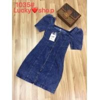 ราคา ชุดเดรสกระโปรงยีนส์ซิปหน้า คอเหลี่ยม ซิปหน้า S 3XL (18198926428)