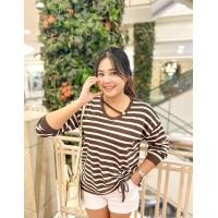 ราคา CiCi Plus 702 Plus size เสื้อไหมพรมแขนยาวลายทาง ดีเทลรูดเชือก คอแต่งสายไขว้ ทรงสวย สาวอวบห้ามพลาด (20472648780)