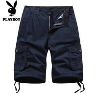 ราคา ผู้ชาย PLAYBOY ผ้าฝ้าย100 Multi Function Cargo กางเกงขาสั้นหลวม Fit ปรับ Multi Pocket ยุทธวิธีชุดกีฬา (9545914467)
