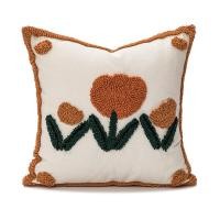 ราคา 2023 New Nordic Cotton Embroidery Cushion Covers Simple Green Cactus Embroidered Soft Decorative Sofa Waist Pillow Cases 45x45CM Orange Floral Pillow Cover for Living Room Hotel Bed Decor (19779138749