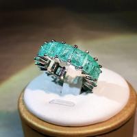 ราคา แหวนเพชรมรกตสำหรับผู้หญิง Paraiba ทรงสี่เหลี่ยมแหวนหมั้นแฟชั่นยุโรปและอเมริกา (22353196006)