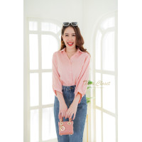 ราคา ส่งเร็วพิเศษ VA062 TARA Shirt เสื้อเชิ้ตหญิง ไหล่สโลป แขน 5 ส่วน เนื้อผ้าซาติน ผ้าอย่างดี ใส่สบาย ไม่ร้อน (13503706797)