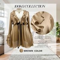 ราคา Plus size มินิเดรสชีฟองปลายแขนระบาย3ชั้นสม็อคเอวแต่งโบว์ของสาวอวบ มินิมอล รุ่น เดนนิส F55 (22758058866)