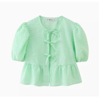 ราคา SAY APPAREL Front tied ruffle top เสื้อเบลาส์แขนพอง ผูกโบว์ด้านหน้า (22050427130)