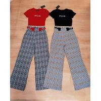 ราคา เซต2ชิ้นขายาวผ้าทอลาย เสื้อยืดแขนสั้น งานป้าย Prow B301 302 (22065089049)